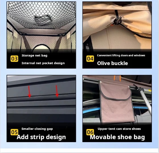 Portable Fully Automatic Foldable Hard Shell Pop-Up SUV Tent Ladder Waterproof Sunroof Roof for Self-Driving Cars Made Aluminum